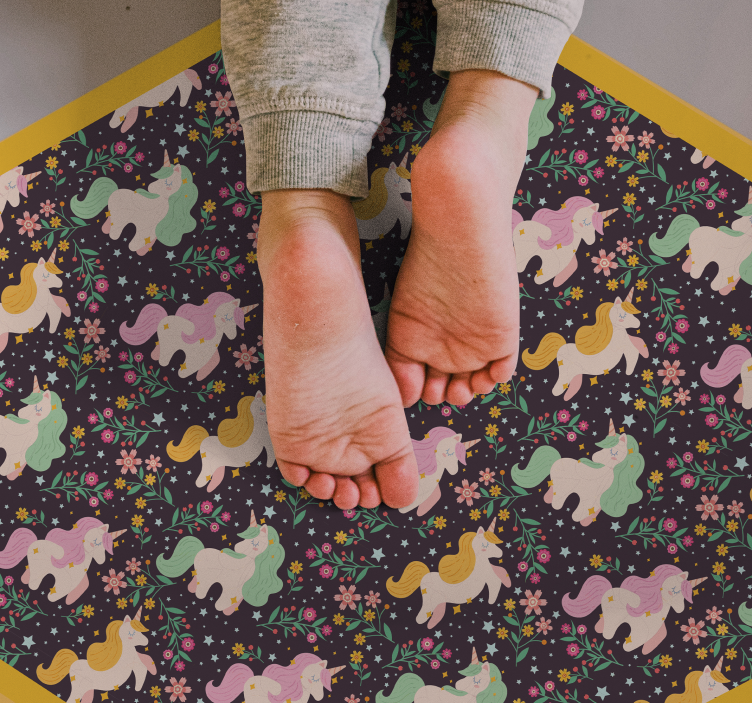 realistic elegant unicorn pattern vinyl rug - TenStickers