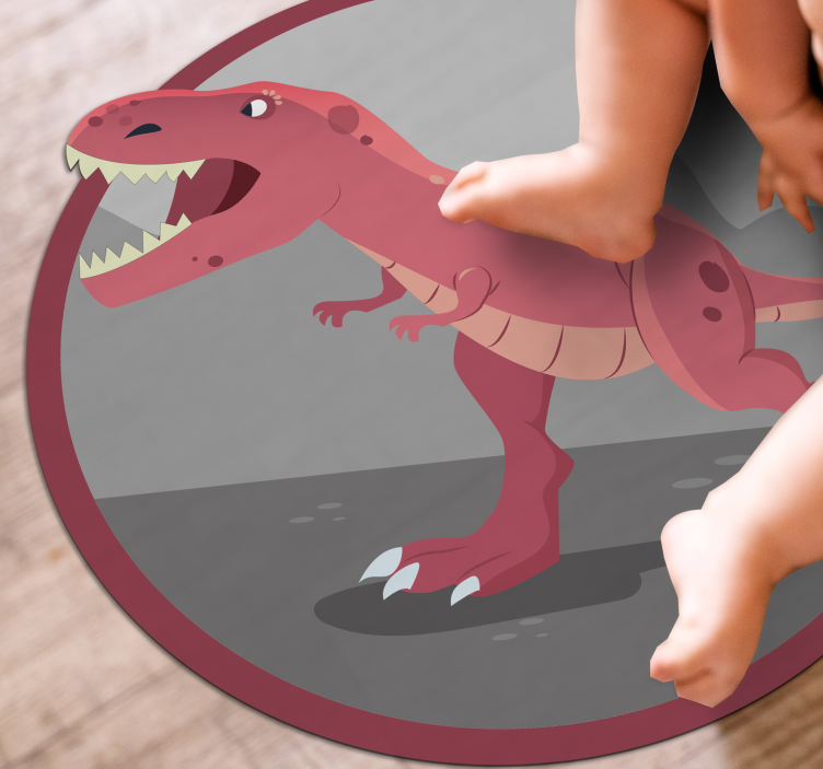 Red dinosaur roar 3D vinyl rug - TenStickers