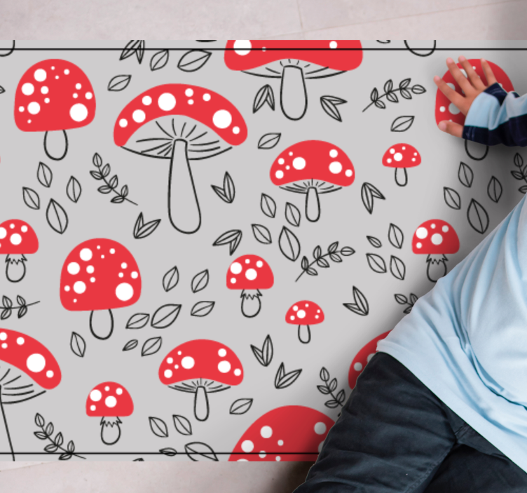 Red Mushroom Pattern nature vinyl rug - TenStickers