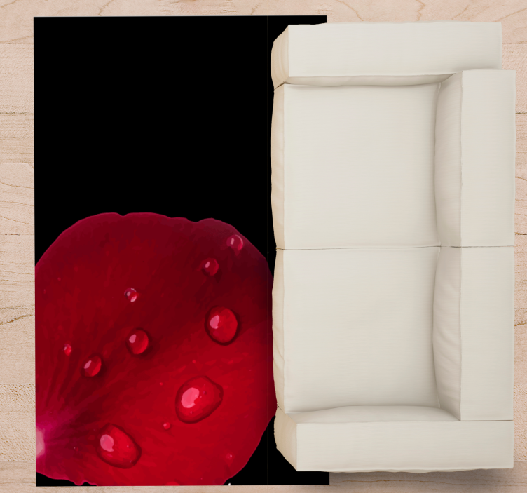 Red petal with water drop floral rug - TenStickers
