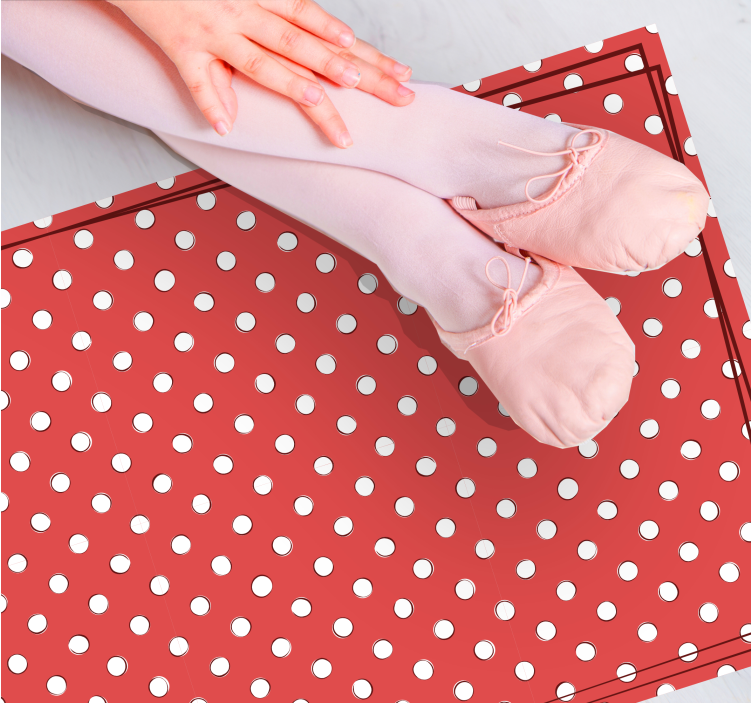 Red Polka Dots wood vinyl rug - TenStickers