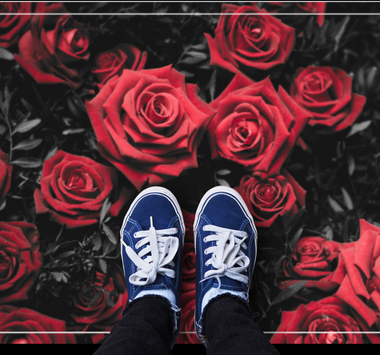 Realistic red roses design flower vinyl rug - TenStickers