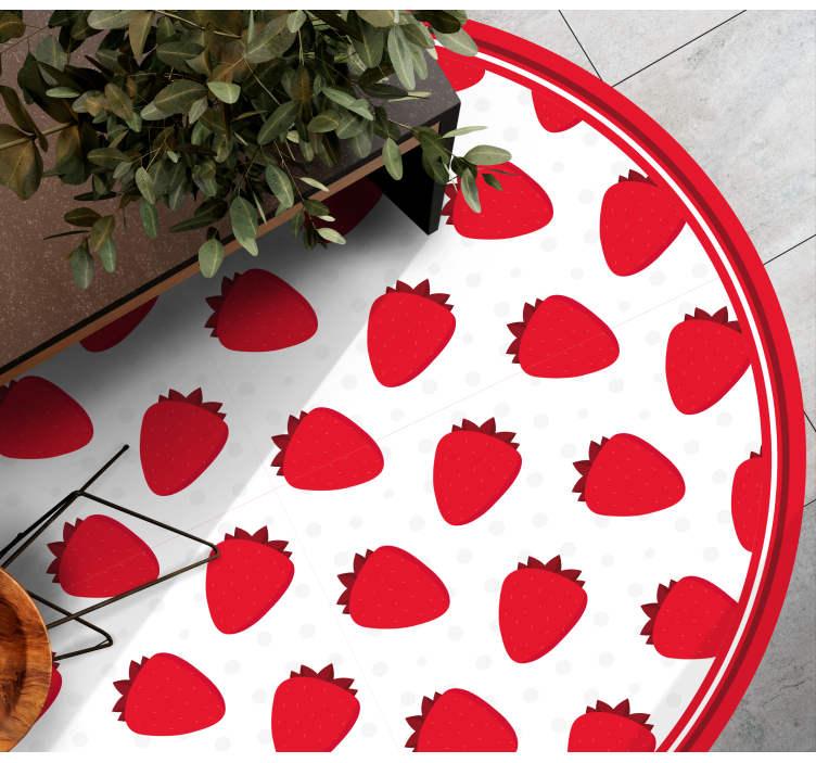 Red strawberry pattern kitchen vinyl floor - TenStickers