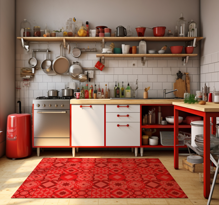 red tiles  kitchen mat - TenStickers