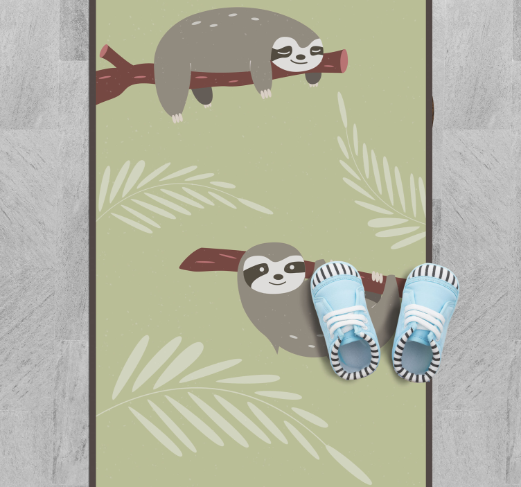 Relaxed sloth animal rug drawn - TenStickers