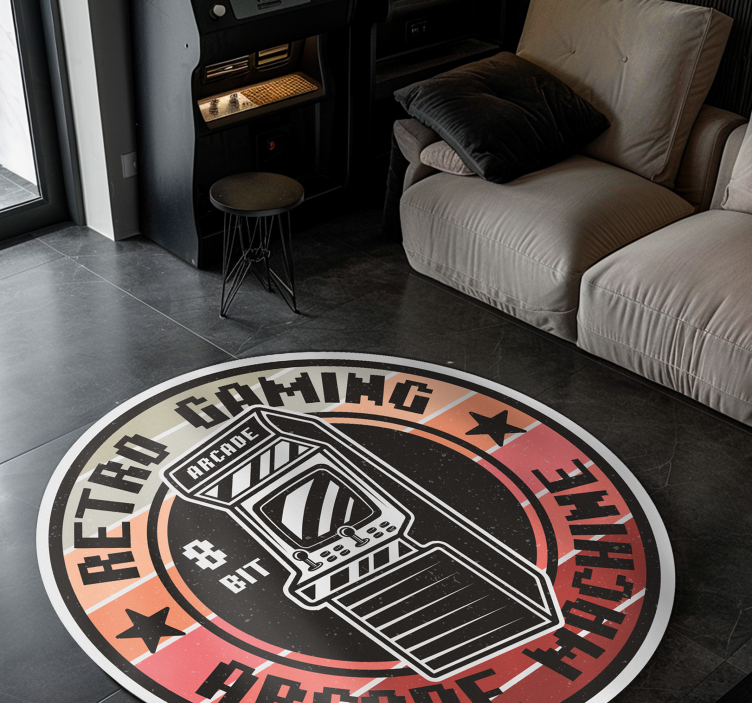 Retro Arcade Gaming Circle teenage bedroom rug - TenStickers