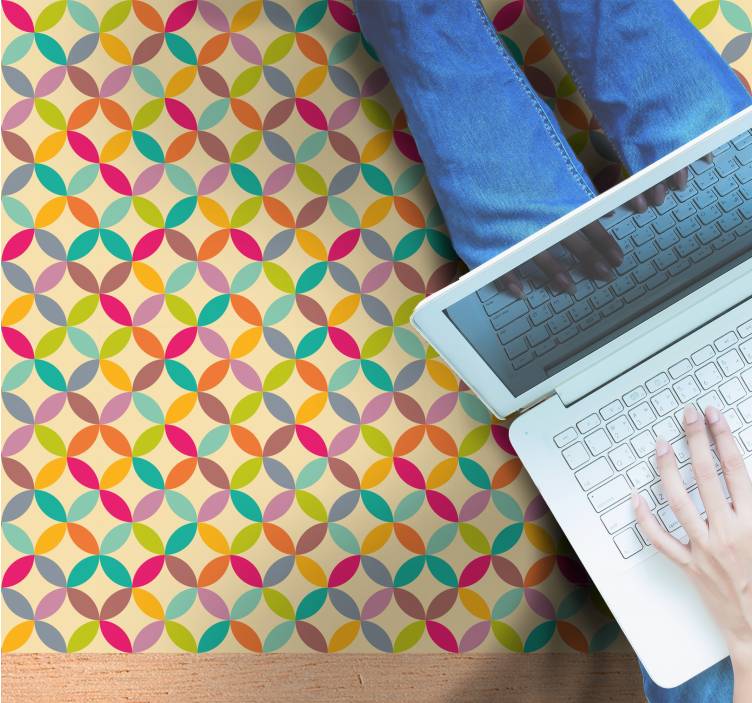 Retro beige circles tile carpet - TenStickers