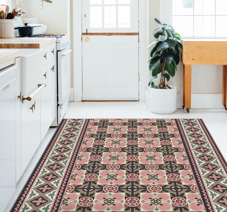 Retro Botanical Motif kitchen vinyl rug - TenStickers
