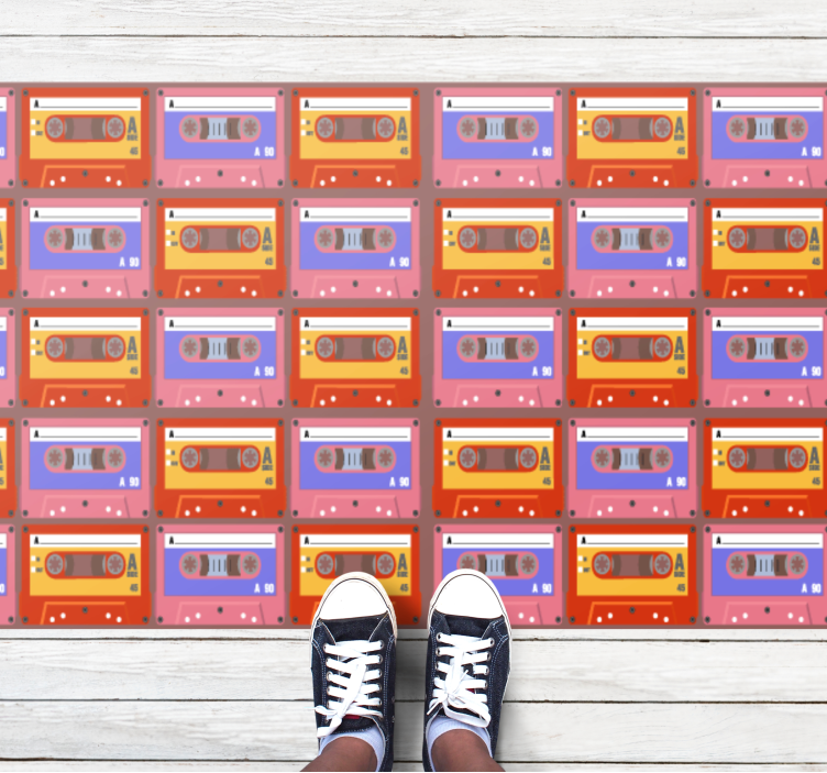 Retro cassette tapes vintage vinyl rug - TenStickers