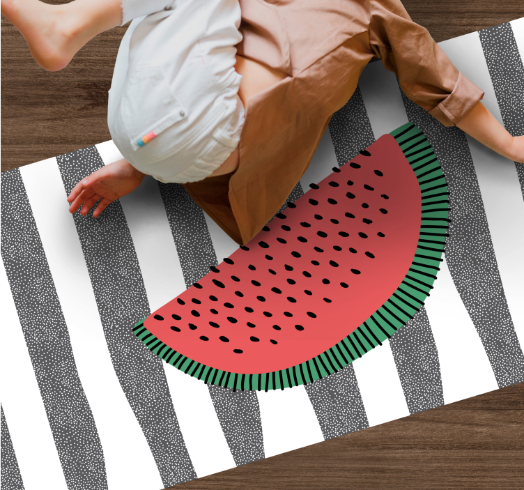 Retro watermelon and stripes modern rug - TenStickers