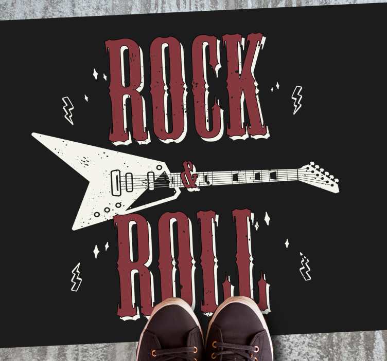 Rock n' Roll with guitar design bedroom rug - TenStickers