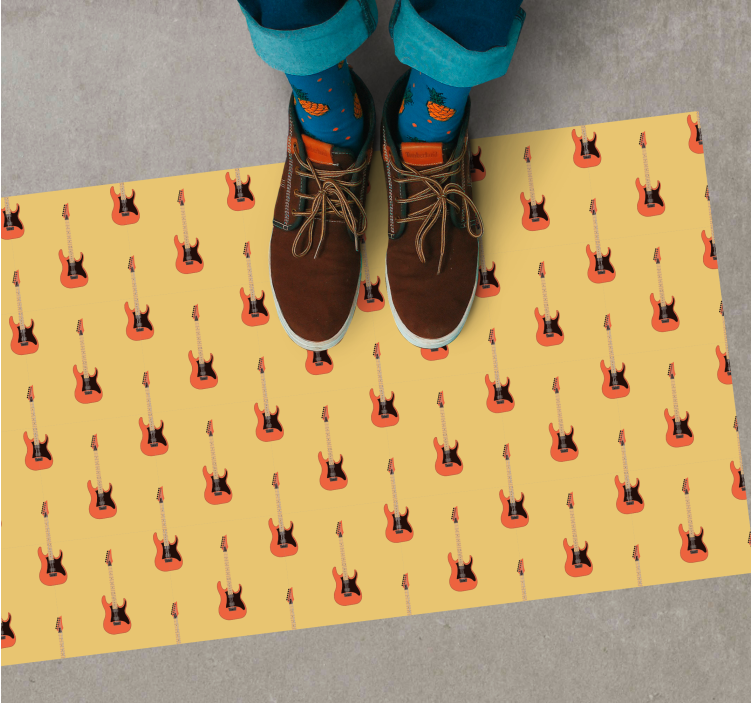 Rocking Guitar Pattern teenager vinyl rug - TenStickers