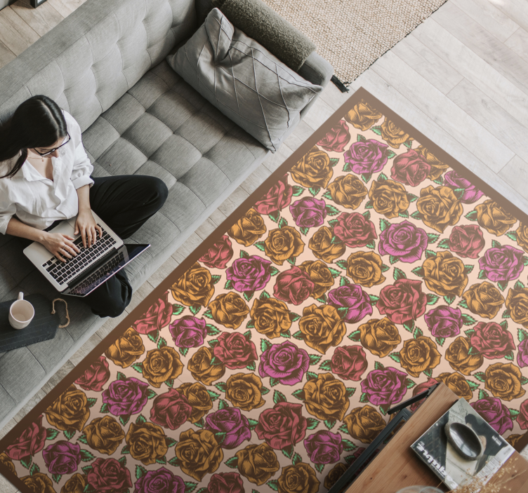 Rose Patterned flower vinyl rug - TenStickers