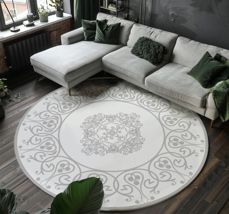 round damask white vinyl rug - TenStickers