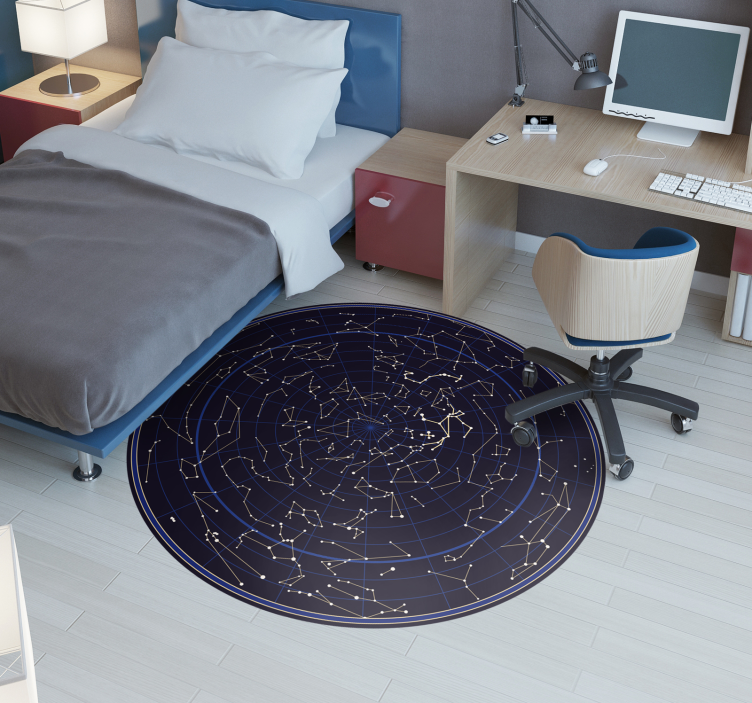 Wonderful round zodiac costellations vinyl rug - TenStickers