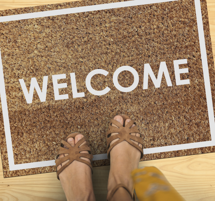 Welcome on coir effect custom vinyl rug - TenStickers