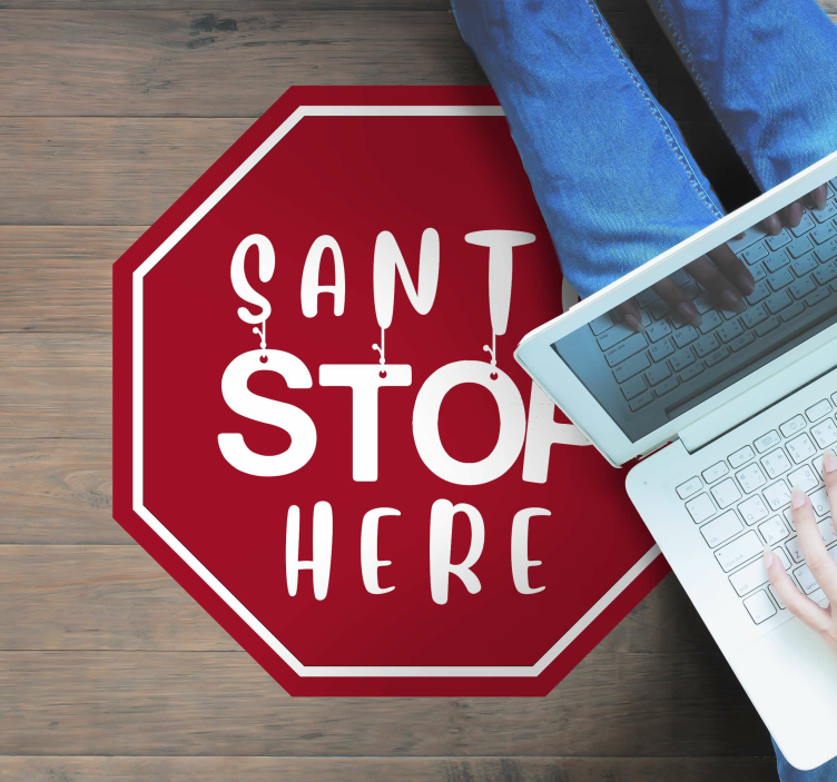 Santa stop here christmas sticker - TenStickers