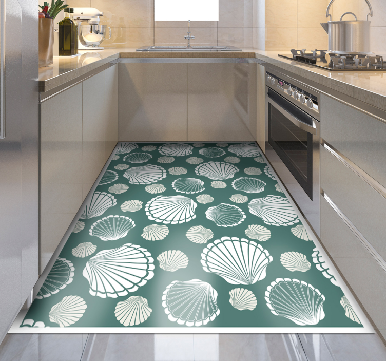 Sea Shell Patterns kitchen vinyl rug - TenStickers