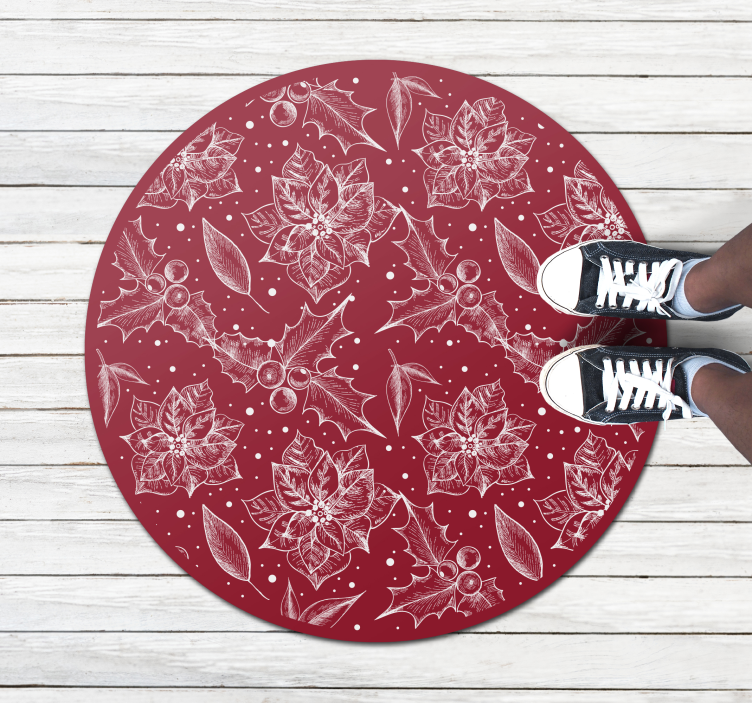 Seasonal Poinsettia Motif christmas vinyl rug - TenStickers