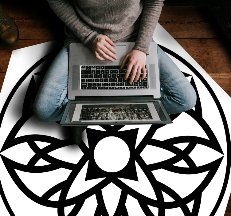 Simple flower outline mandala vinyl rug - TenStickers