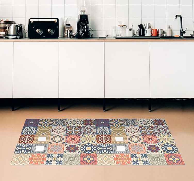 Simple Portuguese pattern tile vinyl rug - TenStickers