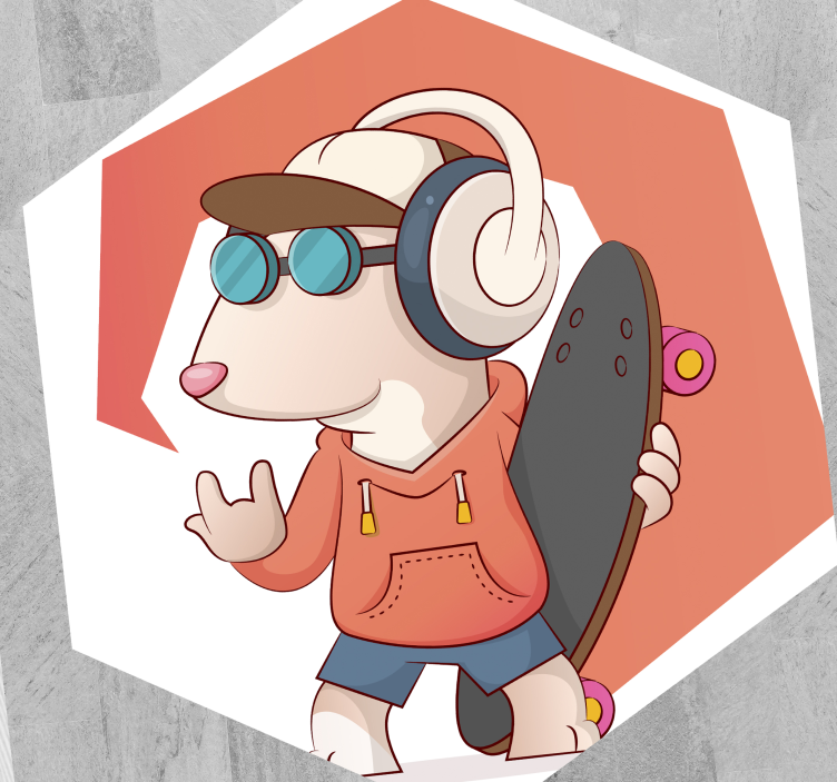 Skater Mouse Illustration vinyl rug - TenStickers