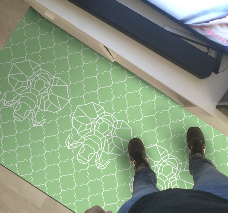 Small elephant print on colour nordic vinyl rug - TenStickers