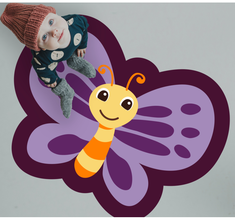 Smiling Butterfly Motif kids vinyl rug - TenStickers