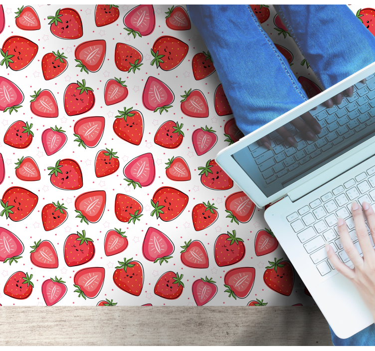 Smiling strawberries seamless floor tiles mat - TenStickers