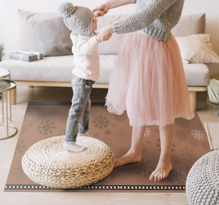 Snowflake Motif flower vinyl rug - TenStickers