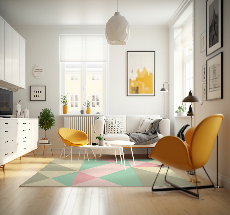 Wonderful soft colors geometric vinyl rug - TenStickers