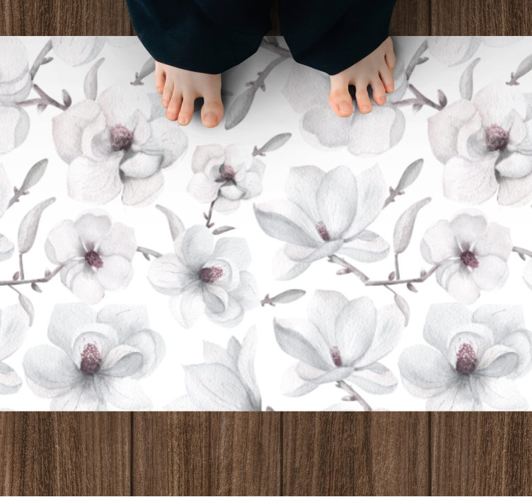 Soft grey Concept flower vinyl rug - TenStickers