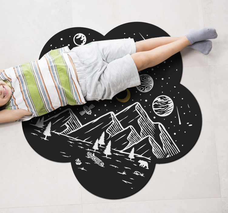 Space Adventure Scene gaming vinyl rug - TenStickers
