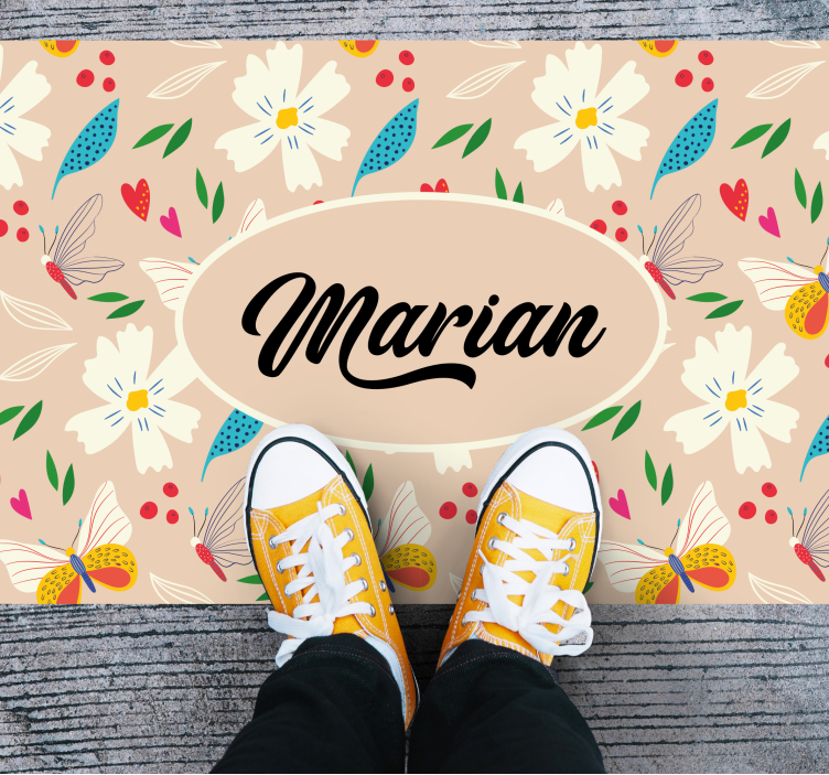 Spring flowers over beige  personalised mat - TenStickers
