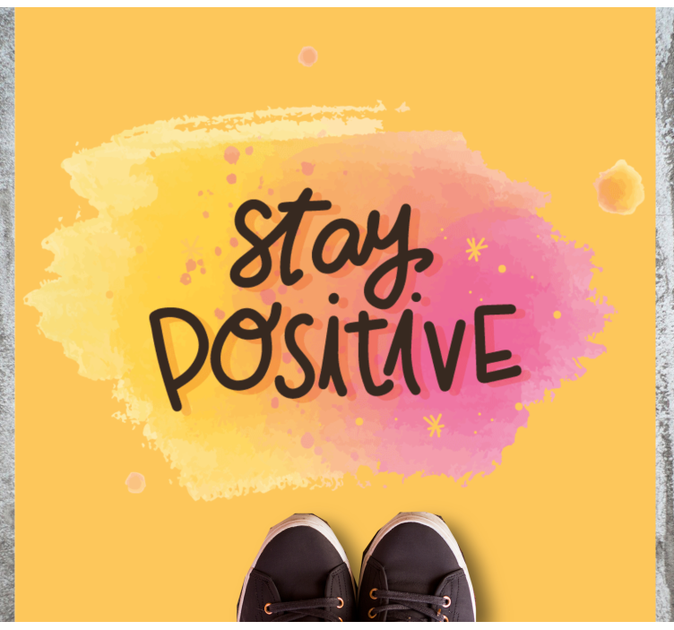 Stay positive on watercolor square vinyl rug - TenStickers