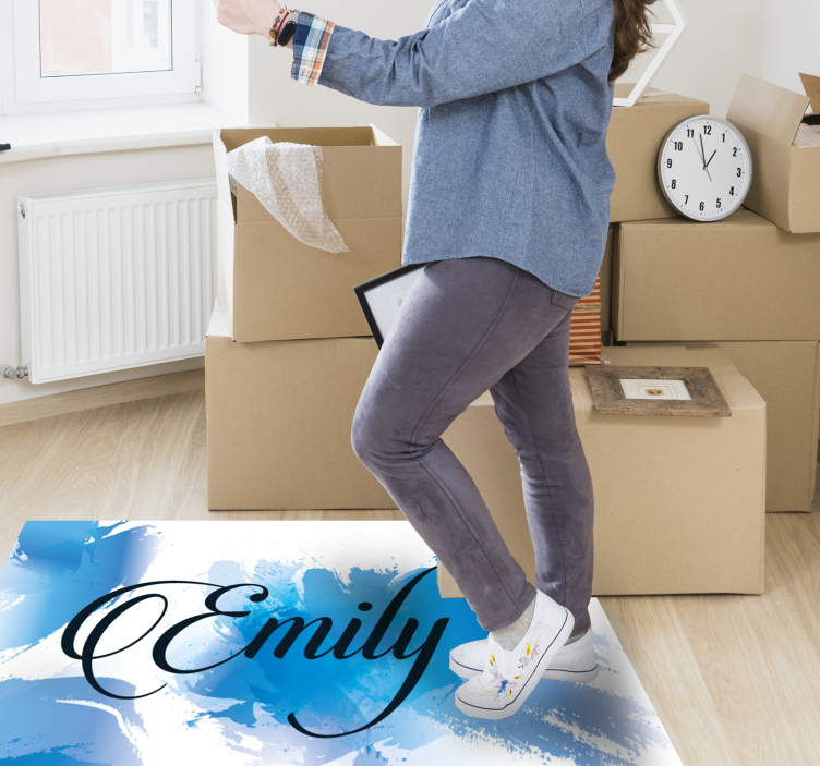 Stylish blue personalized name personalised mat - TenStickers