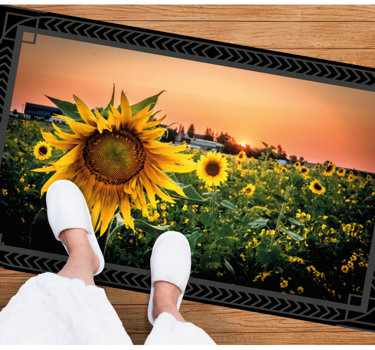 Sunflower sunset flower vinyl rug - TenStickers