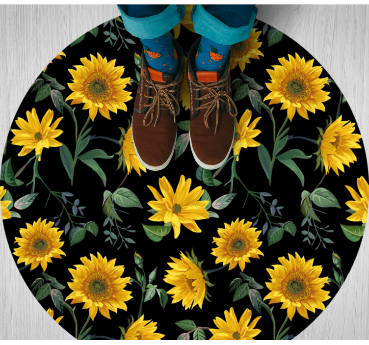 Sunflower Floral Motif flower vinyl rug - TenStickers