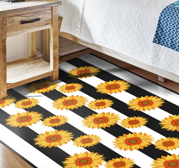 Sunflowers and stripes  floral rug - TenStickers