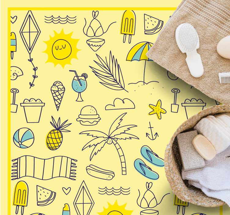 Sunny Beach Vibes event vinyl rug - TenStickers