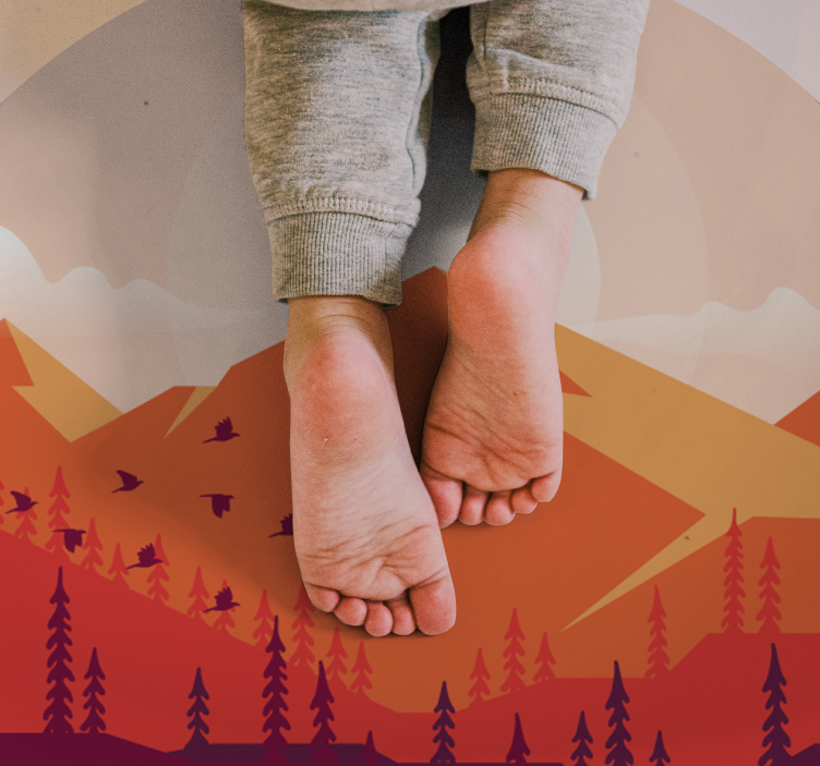 Sunset in the mountais nature vinyl rug - TenStickers