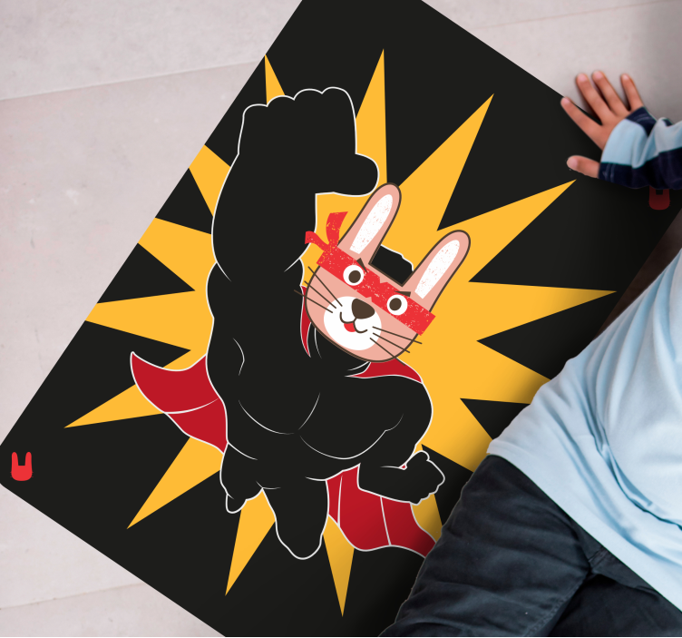 Superhero Bunny Adventure playroom vinyl rug - TenStickers