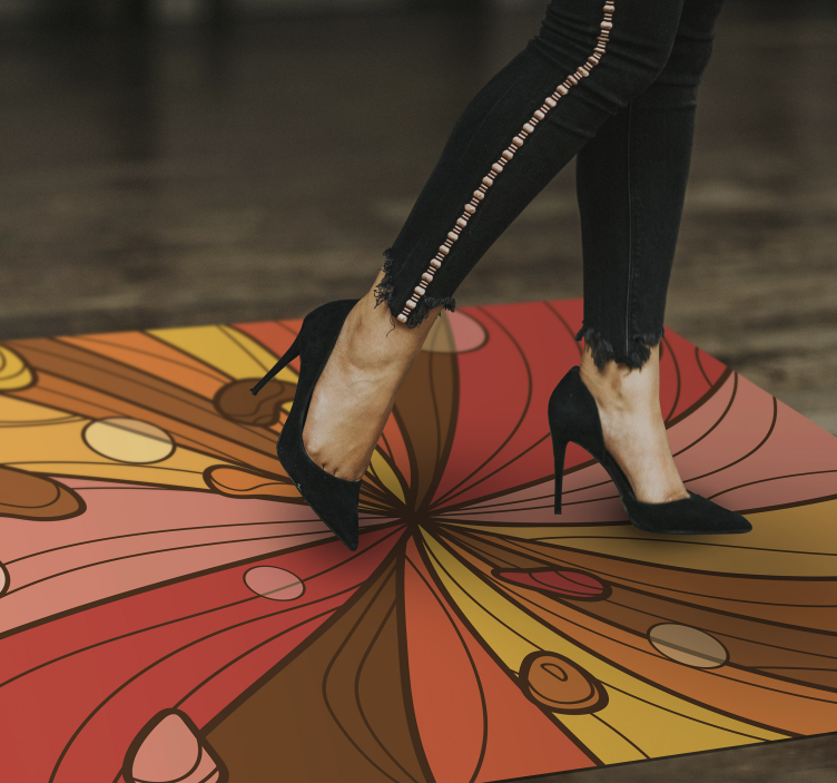 Swirling flower vintage vinyl rug - TenStickers