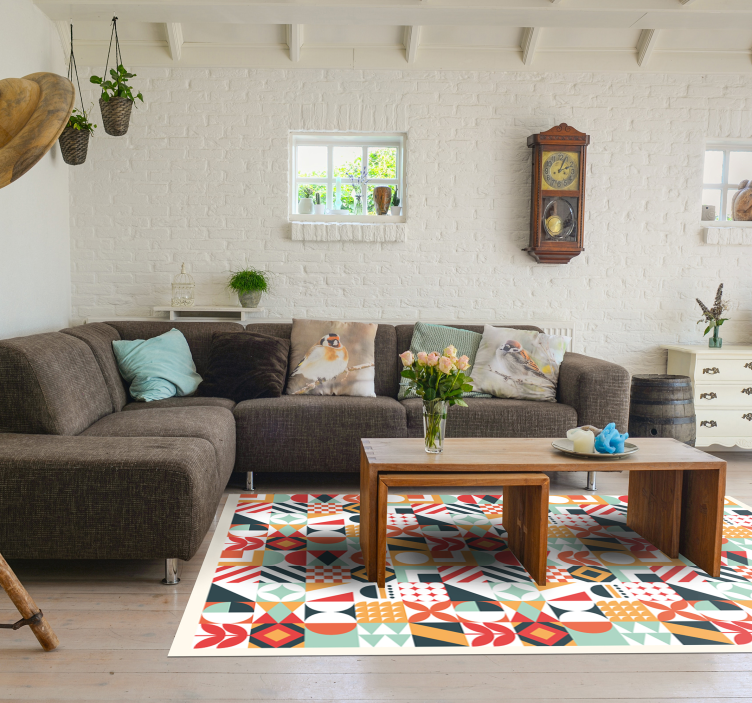 Symmetric Mosaic geometric vinyl rug - TenStickers