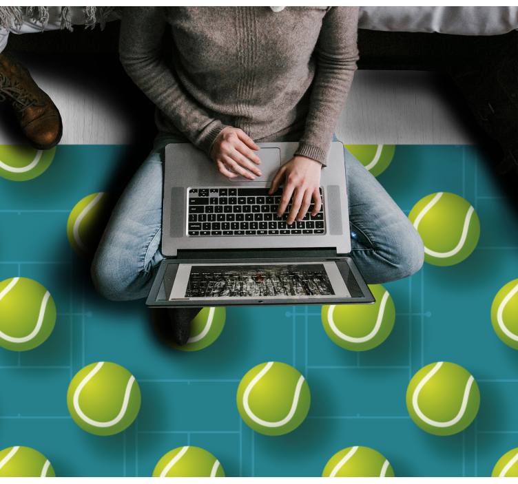 Tennis Ball Pattern teenager vinyl rug - TenStickers