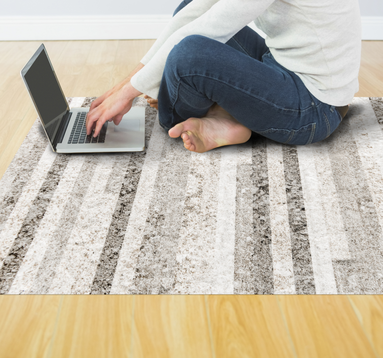 Textured Grey Stripes wood vinyl rug - TenStickers