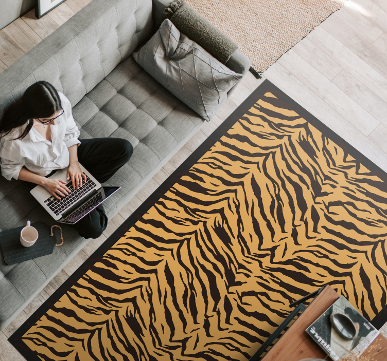 Tiger effect animal print vinyl rug - TenStickers