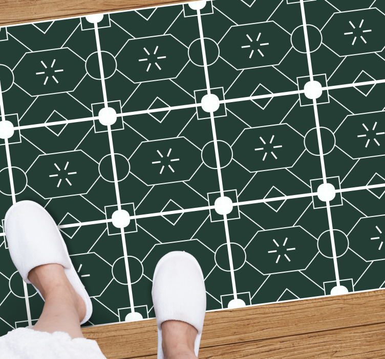 Tile vinyl rug geometric green design - TenStickers
