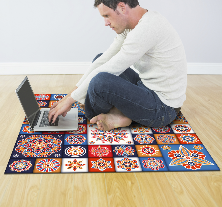 Fantastic mosaic vinyl rug with different tiles - TenStickers