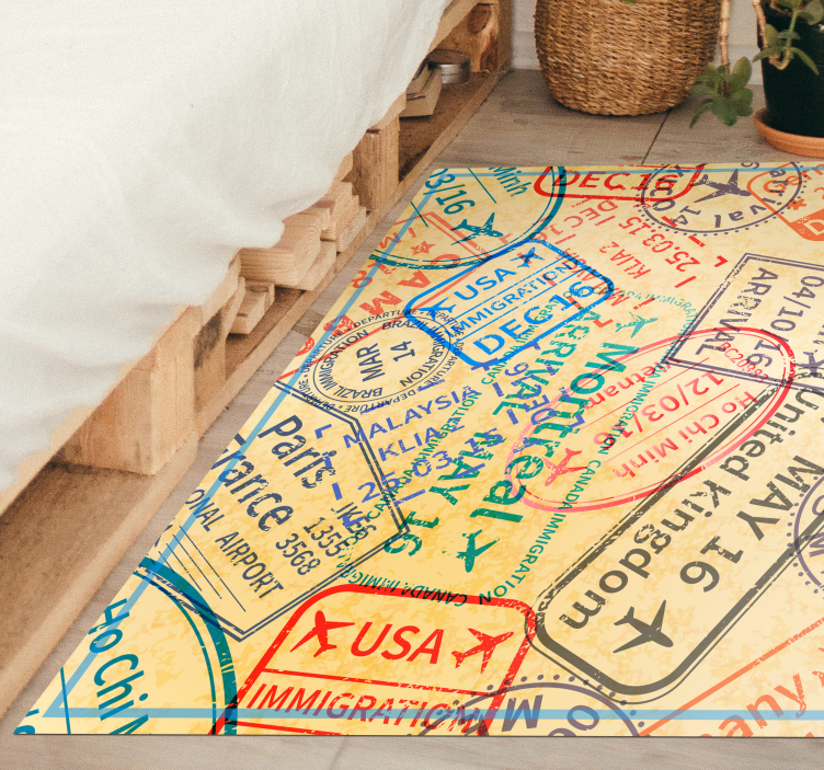 Amazing vintage travel stamp rug - TenStickers